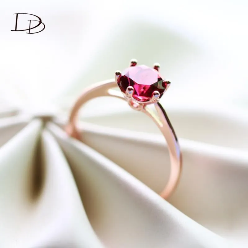 Cluster Rings DODO Classic 6 Vintage Rose Gold Color For Women Red Stone Bridal Wedding Fashion Jewelry Accesorios Mujer DD538