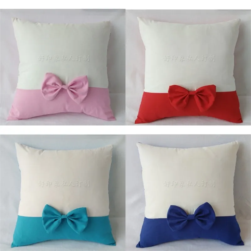 Bowknot Pillow Case Personalized Sublimation DIY Sofa Cushion Cover Hotel Bedroom Decoration 40*40cm 4931 Q2