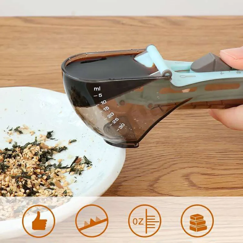 Kitchen Measure Spoon Environmental Plastic Scale Spoon Adjustable Measuring Spoons Set Baking Tool PP+ABS+TPR Measuring Tools