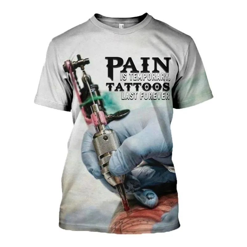 Maglietta di moda estiva Artista del tatuaggio al lavoro Stampato Uomo Donna Pantaloni a vita bassa T-shirt a maniche corte T-shirt casual Harajuku 3D 210324