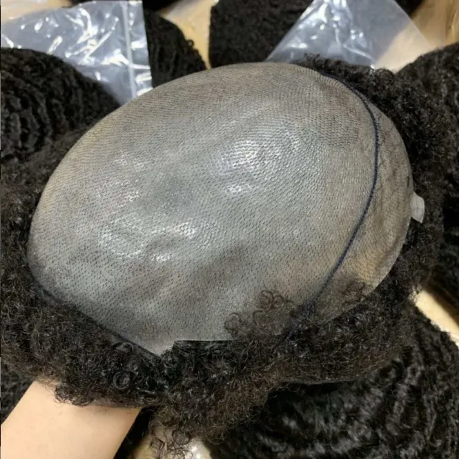 Mens peruk 4mm 6mm 8mm 10mm 12mm 15mm Afro Wave Full PU Toupee African Americans Indian Virgin Remy Mänskligt hårbyte för svarta män Snabb Express Leverans