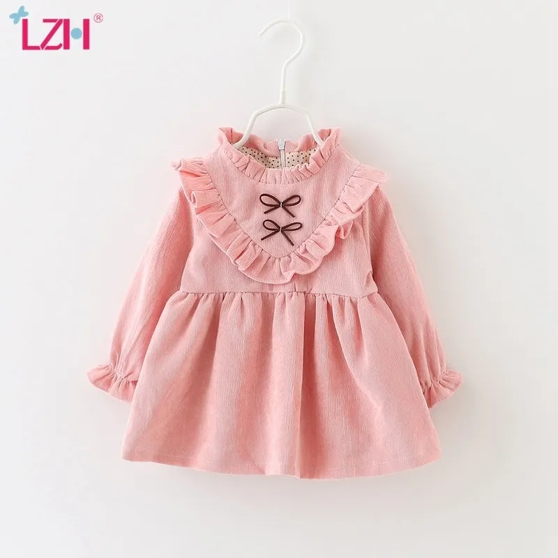 LZH coreano autunno manica lunga cotone infantile vestito festa per bambini per neonate abiti vestiti neonati 0-3 anni 210315