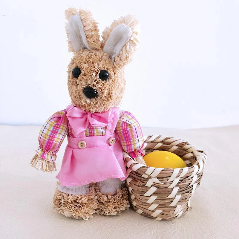 Straw Crafts Home Decoration Easter Gift Basket Woven Candy Snack Storage Basket