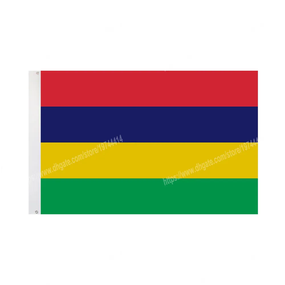 Mauritius Flaggor National Polyester Banner Flying 90 * 150cm 3 * 5ft flagga Över hela världen utomhus kan du skräddarsy