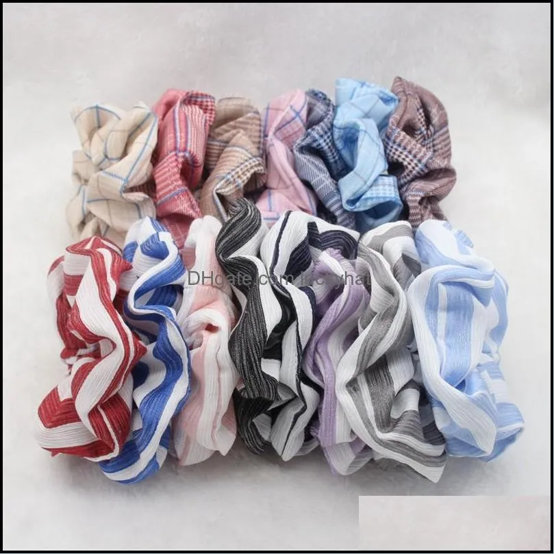 Free shipping fashion small  stripe women hair scrunchies girl`s hairbands Ponytail Holder Hair accessories