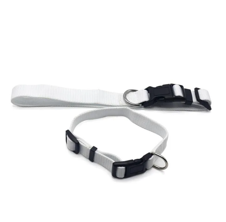 DHL50pcs Dog Collars Sublimation DIY White Blank Nylon Pet Collar with Quick Snap Buckle, Can Match Leash & Harness