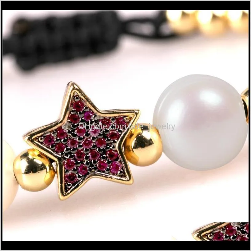 charming ladies decorate star charms jewelry elegant natural freshwater pearl copper beads bracelets gift