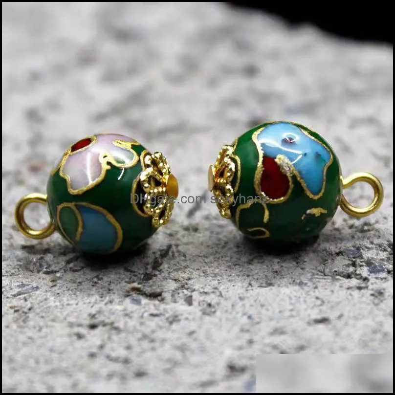 100pcs Polished Cloisonne Enamel 12mm Round Beads Charms DIY Jewelry Making Pendant Earrings Necklace Bracelet Keychain Accessories