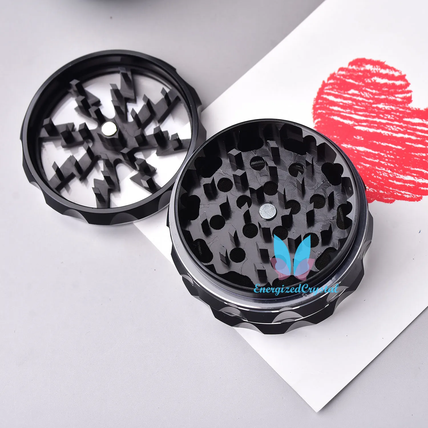 Pure Black Tobacco 4-layer Aluminium Alloy Metal Herb Grinder Crusher