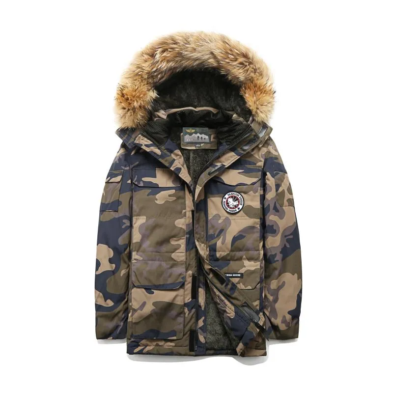 Męskie Kurtki Design Camouflage Style Plus Rozmiar Wiatroodporny Windbreaker Outdoor Winter Puffer Kurtka