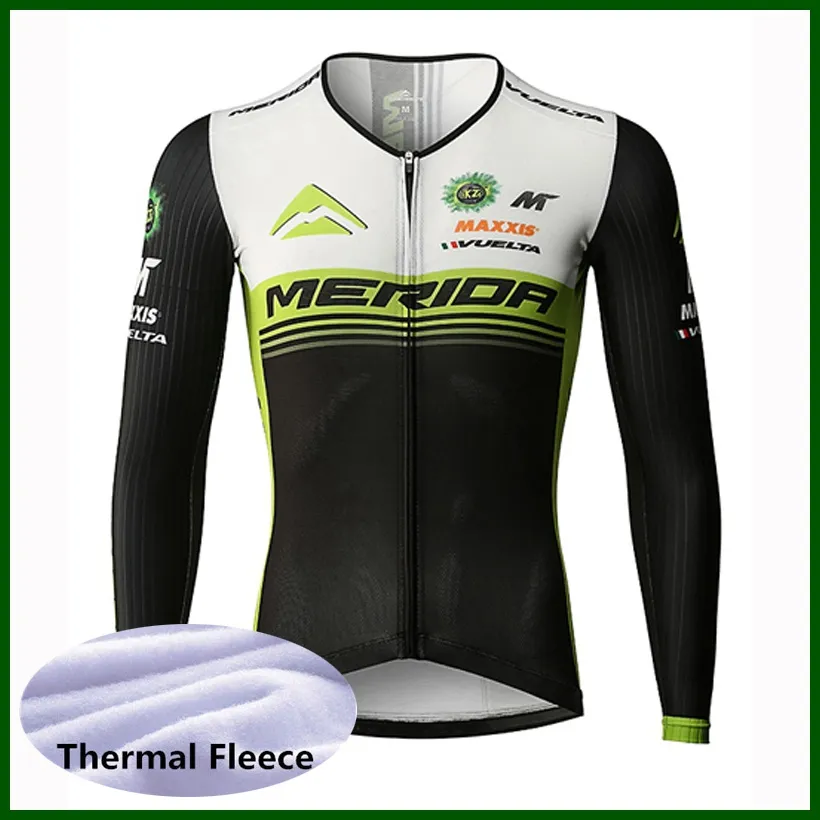 Pro Team MERIDA Radtrikot Herren Thermo-Fleece Langarm Mountainbike-Shirt Rennrad-Oberteile Sportuniform Rennbekleidung Outdoor-Sportbekleidung Y21050603