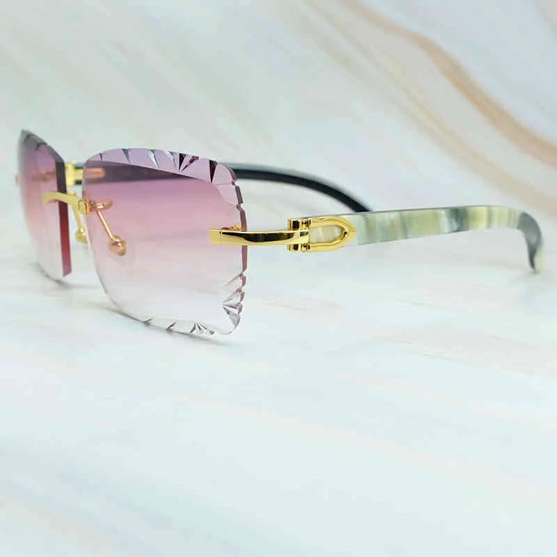 2022 fabrik Großhandel Neue Diamant Cut Männer Zubehör Luxus Designer Randlose Sonnenbrille Vintage Shades Brillen Gafas De Sol Mujer
