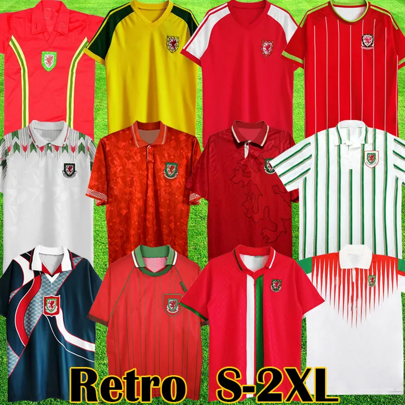Wales retro soccer jerseys 1976 1982 1990 1993 Gales 1992 1994 1995 1996 1998 Giggs Hughes HOME AWAY Saunders Rush Boden Speed vintage classic football shirt