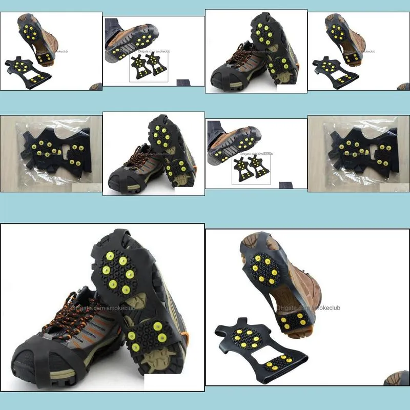 Anti-slip Snow Ice Shoe Gripper Spike Cleat Crampon(Size: S/M/L/XL) With Skin Packing 10 Steel Studs