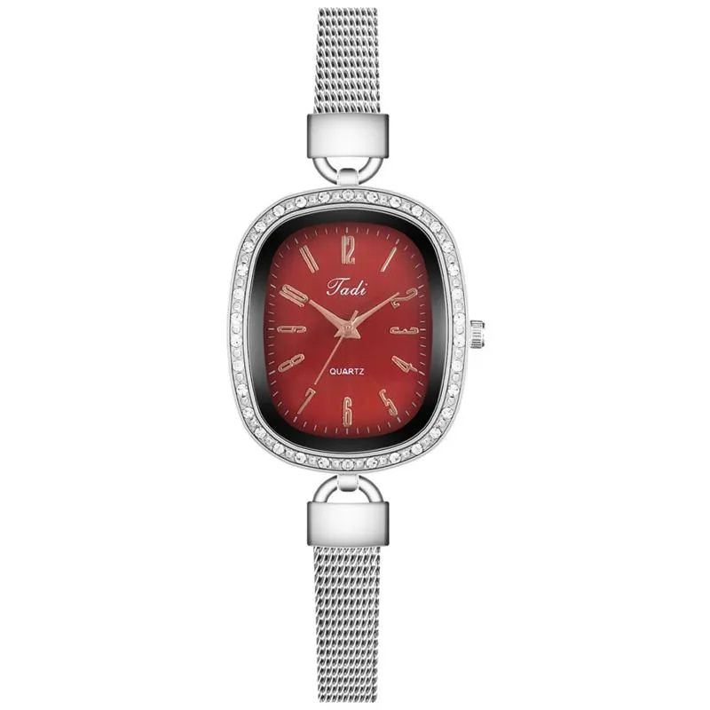 Wall Clocks Luxury Casual Women Watch Temperament Ladies Belt Quartz Watches Diamond-studded Small Retro Roman Mother-of-pearl Reloj Dama