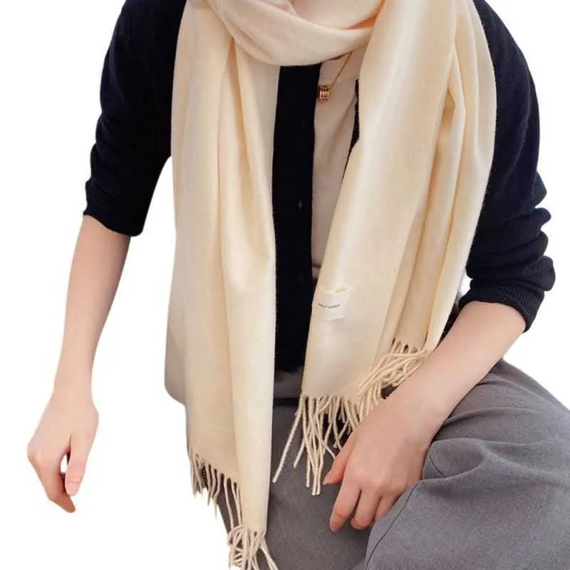 女性の冬の暖かいタッセルスカーフカジュアルな柔らかい長いスカーフ固体大きいサイズのショール