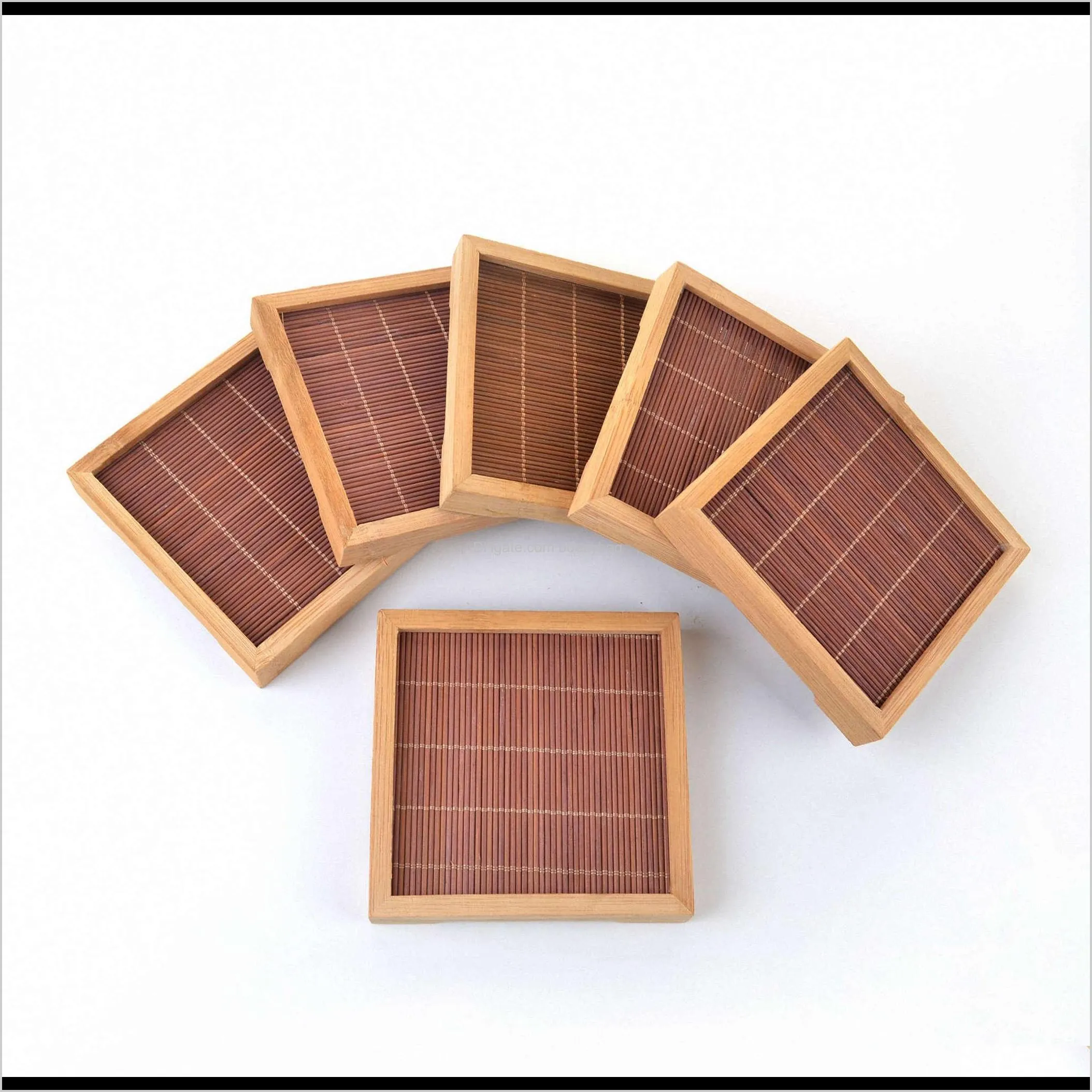 lots natural bamboo square mat hand craft saucer tea cup pad decor serving tray gongfu kung fu tea tray serving table