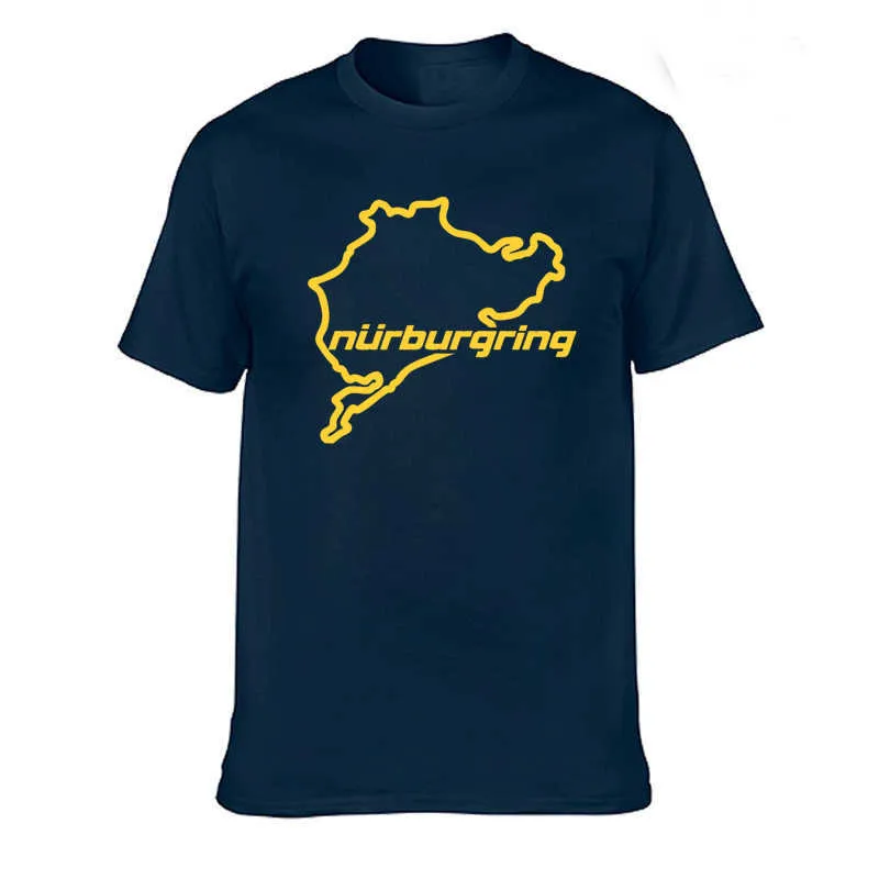 Car Styling Racing Road Nurburgring T Shirt Casual Bawełna Lato Krótki Rękaw Śmieszne T-Shirt Mans Tshirt Mężczyźni Odzież Topy 210629