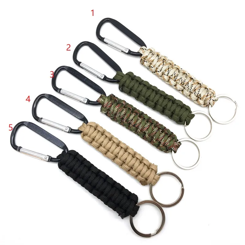 Outdoor Keychain Ring Camping Carabiner Paracord Cord Rope Camping Survival Kit Emergency Knot Bottle Opener Tools