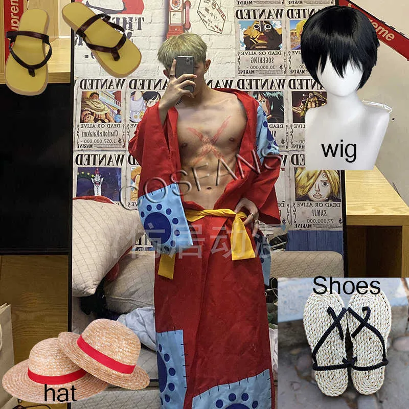 Anime One Piece Cosplay Monkey D Luffy Wano Country Arc Cosplay