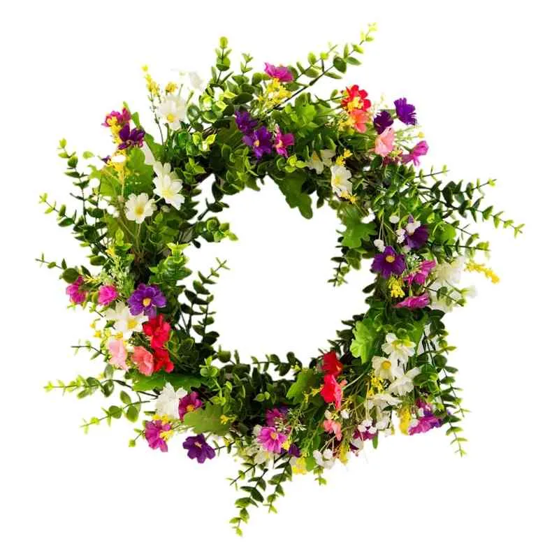 Artificial Daisy Flower Spring Summer Garland Front Door Window Wreath Wedding Hanging Ornament Home Decor