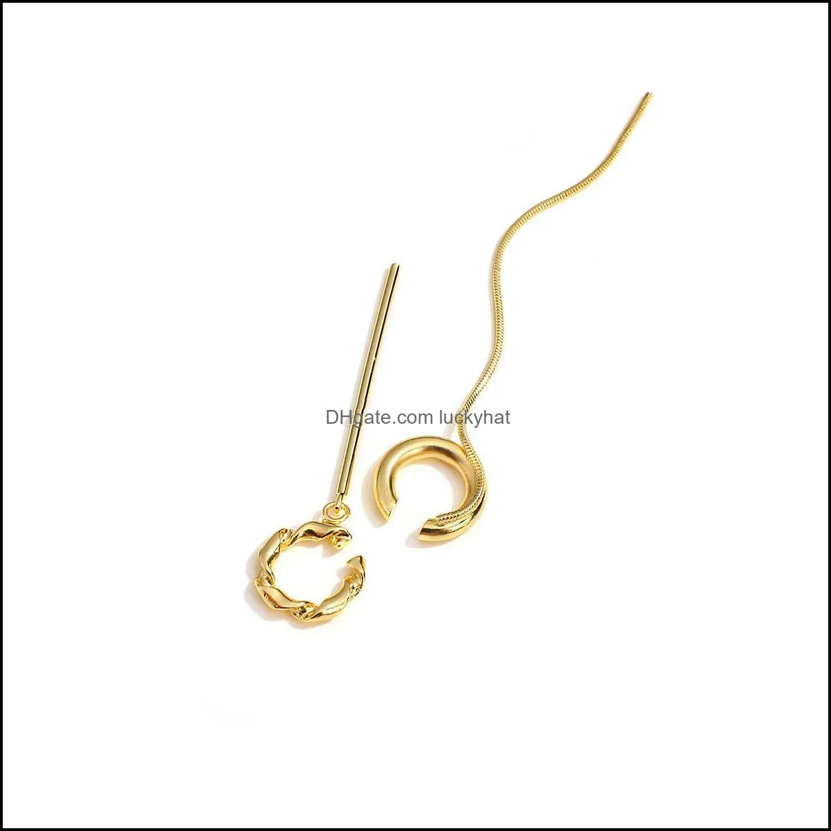 INS Simple Double Line Tassel No Piercing Ear Cuff Earring Accessories Punk Gold Color Jewelry Clip Earrings for Women