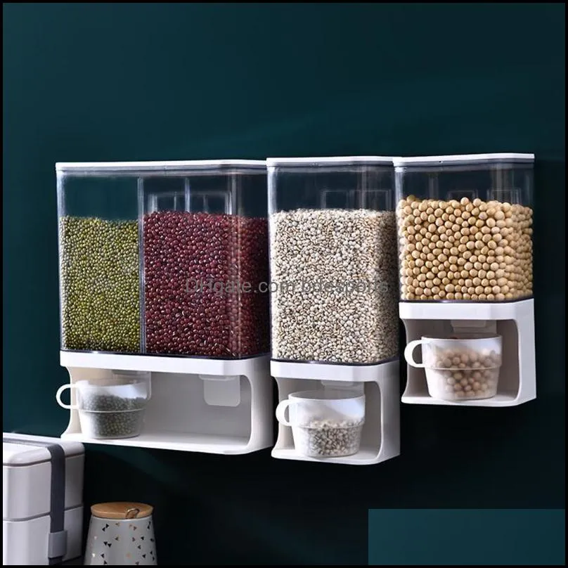 Storage Bottles & Jars Rice Grain Dry Food Dispenser Organizer Spice Rack Countertop Wall Mounted