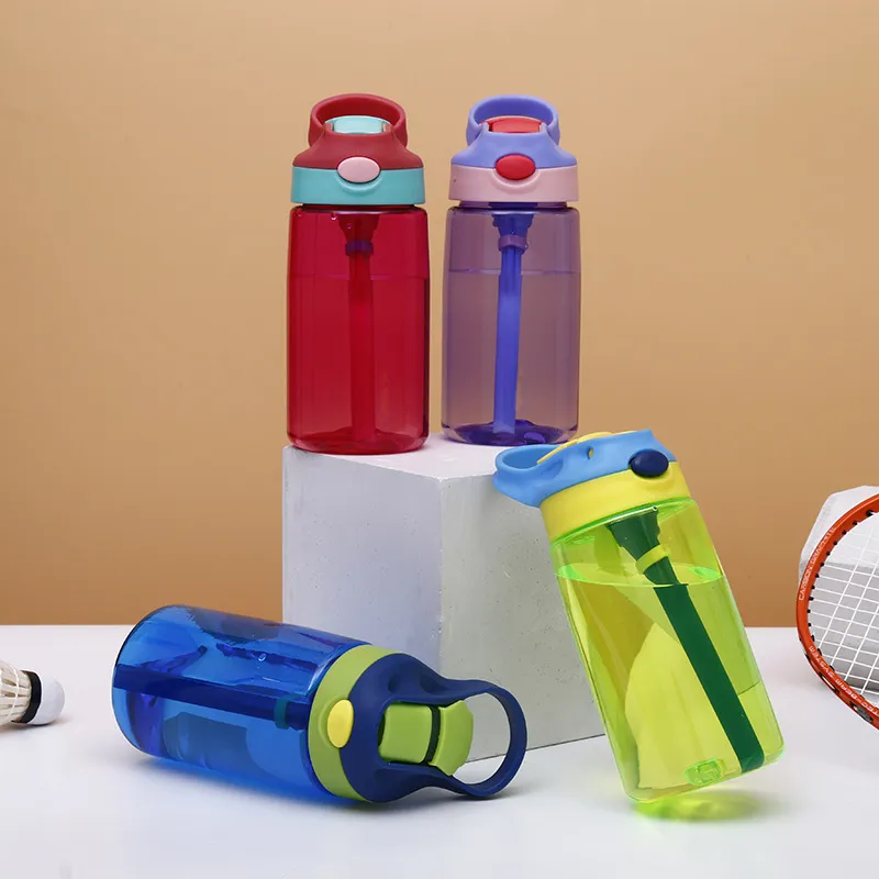 16oz 아이들의 물병 Sippy 컵 플라스틱 텀블러 BPA 무료 누출 방지 넓은 입 병 플립 뚜껑 누출 및 유출 컵 T500785