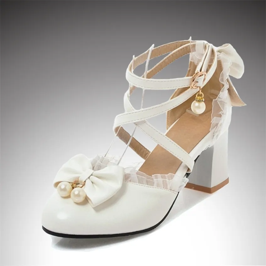 7 15 anni Ragazze Tacchi Alti Scarpe Rosa Bianco Abito da principessa Summer Party X 12 10D50 220225