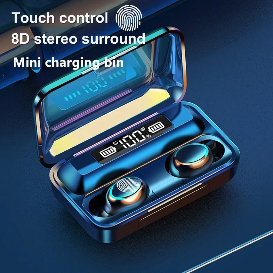 F9 Беспроводные наушники TWS Bluetooth 5.0 Человеканты шумоподавления Наушники с микрофоном Спортивные Handsfree Earbuds для телефона