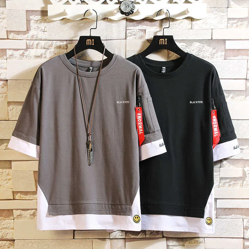 Fashion Half Short Sleeves O NECK Casual T-shirt Men's Cotton Summer Clothes TOP TEES Tshirt Plus Asian Size M-5X. 210629