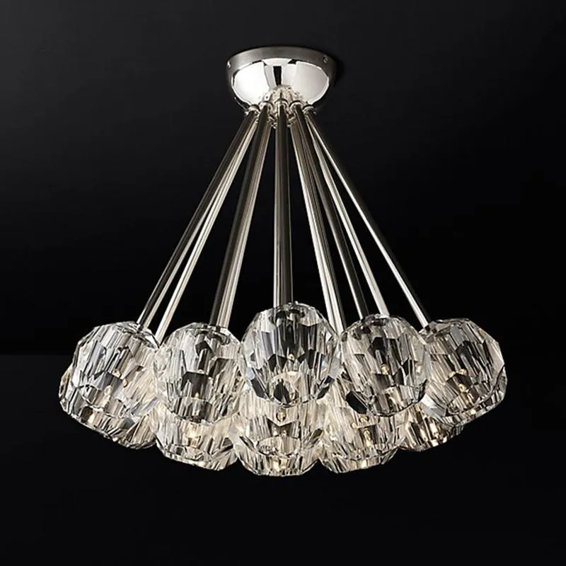 Chandeliers American RH Luxury Gold / Chrome Black Led G9 Chandelier Bedroom 11cm Big K9 Crystal Lighting Lamparas