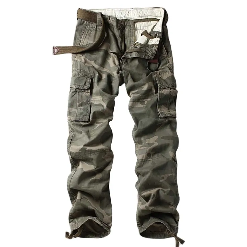 Pantaloni cargo da uomo Pantaloni militari tattici stile militare Pantaloni tascabili Pantaloni larghi larghi larghi Pantaloni mimetici Abbigliamento uomo 211119