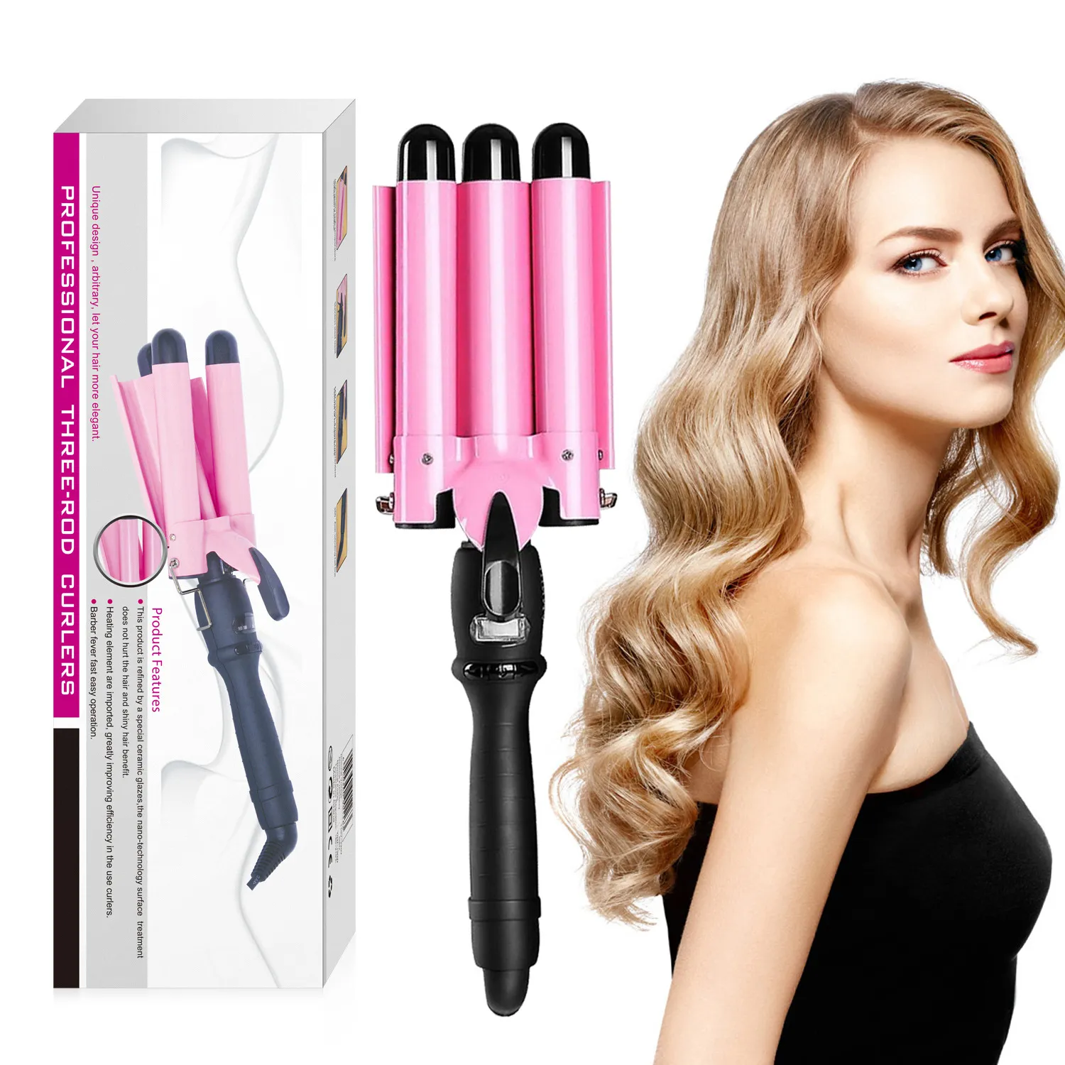 Pantalla digital LCD Rizador de cabello Máquina para rizar el cabello Rotación de 360 grados 110 V a 240 V Pro rizos automáticos EE. UU., Reino Unido, AU, UE, versión Air Waver Styling Tools Styler Wand