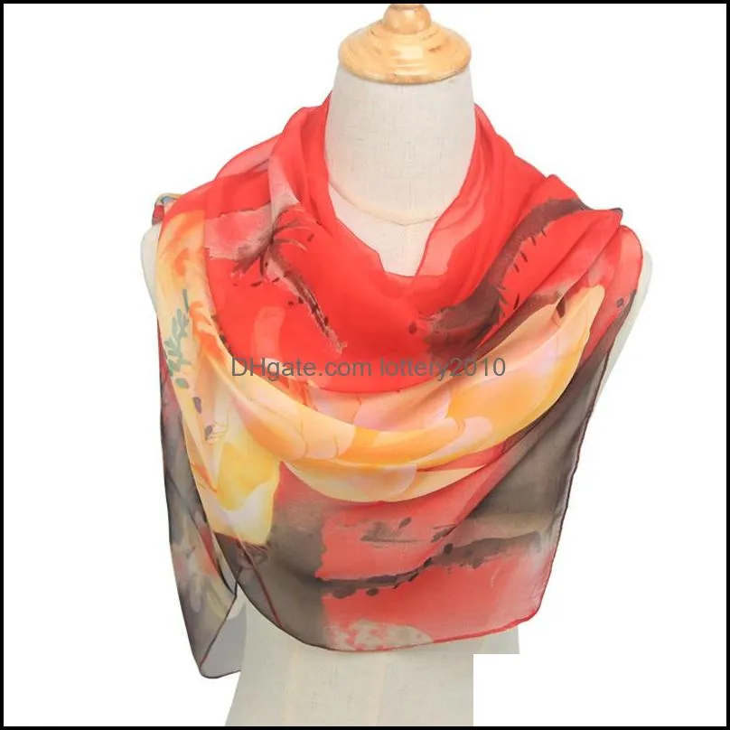 new arrival 2020 spring and autumn chiffon women scarf polyester geometric pattern design long soft silk shawl QQS0031