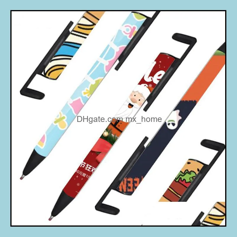 Sublimation Metal Pens Aluminum Blank Pen Rod Thermal Transfer Creative Ballpoint Pen with Shrink Wrap GWB13591