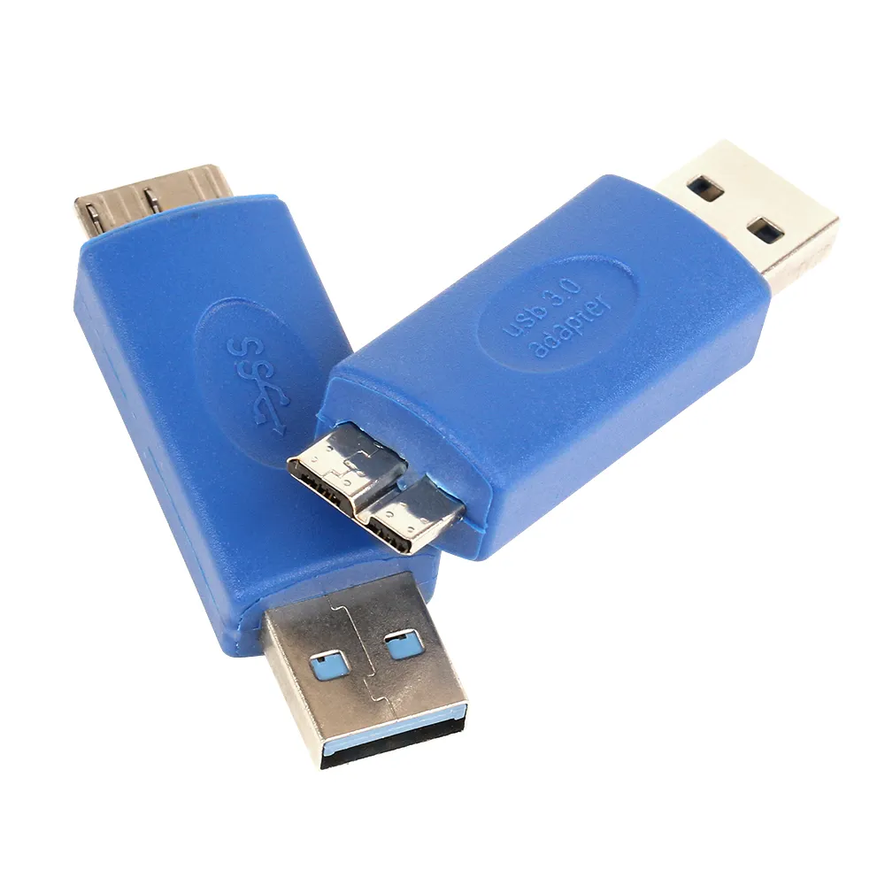 Ny standard USB 3.0 Typ A Man till Micro B Male Jack Kvinna till Micro B Man OTG Connector Converting Adapter Blue