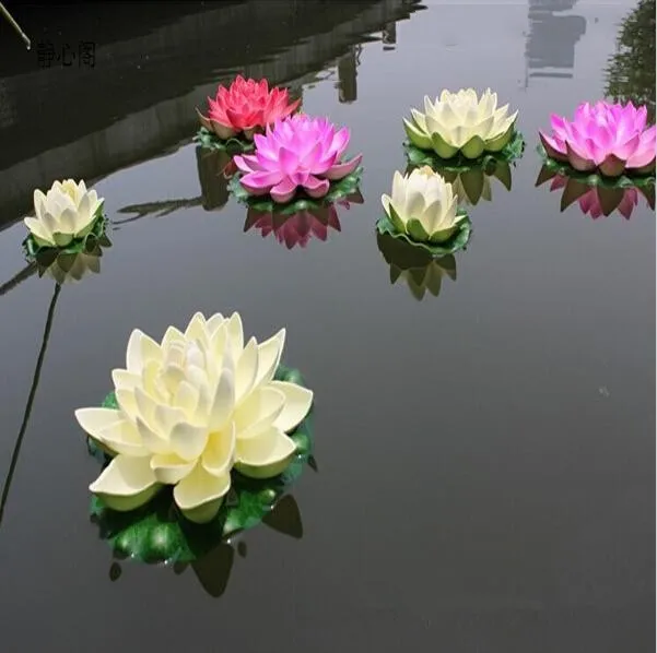 Diâmetro de 60 cm Simulação Artificial Lotus flutuante de flores de água Flores para a decoração Home Fontes do casamento Rosa lótus branco laranja vermelho