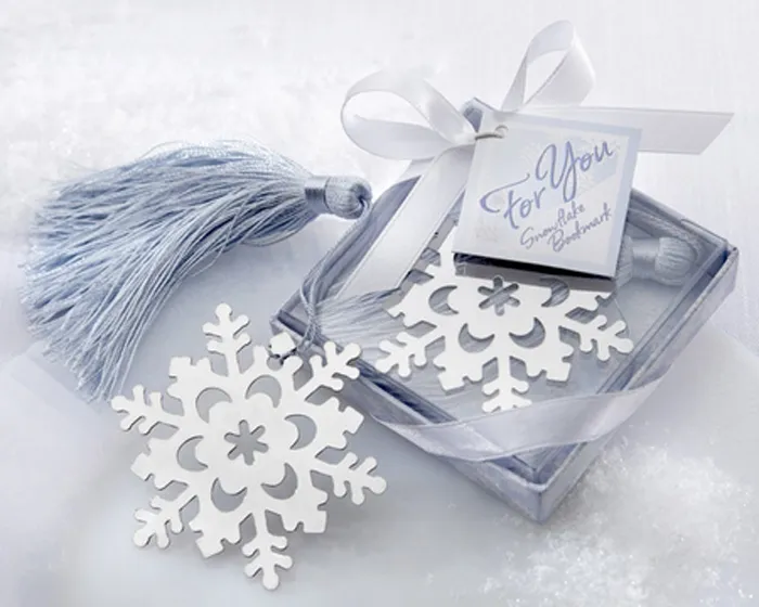 Marque-page flocon de neige en acier inoxydable argenté, 20 pièces, pour mariage, fête prénatale, anniversaire, cadeau souvenirs CS006