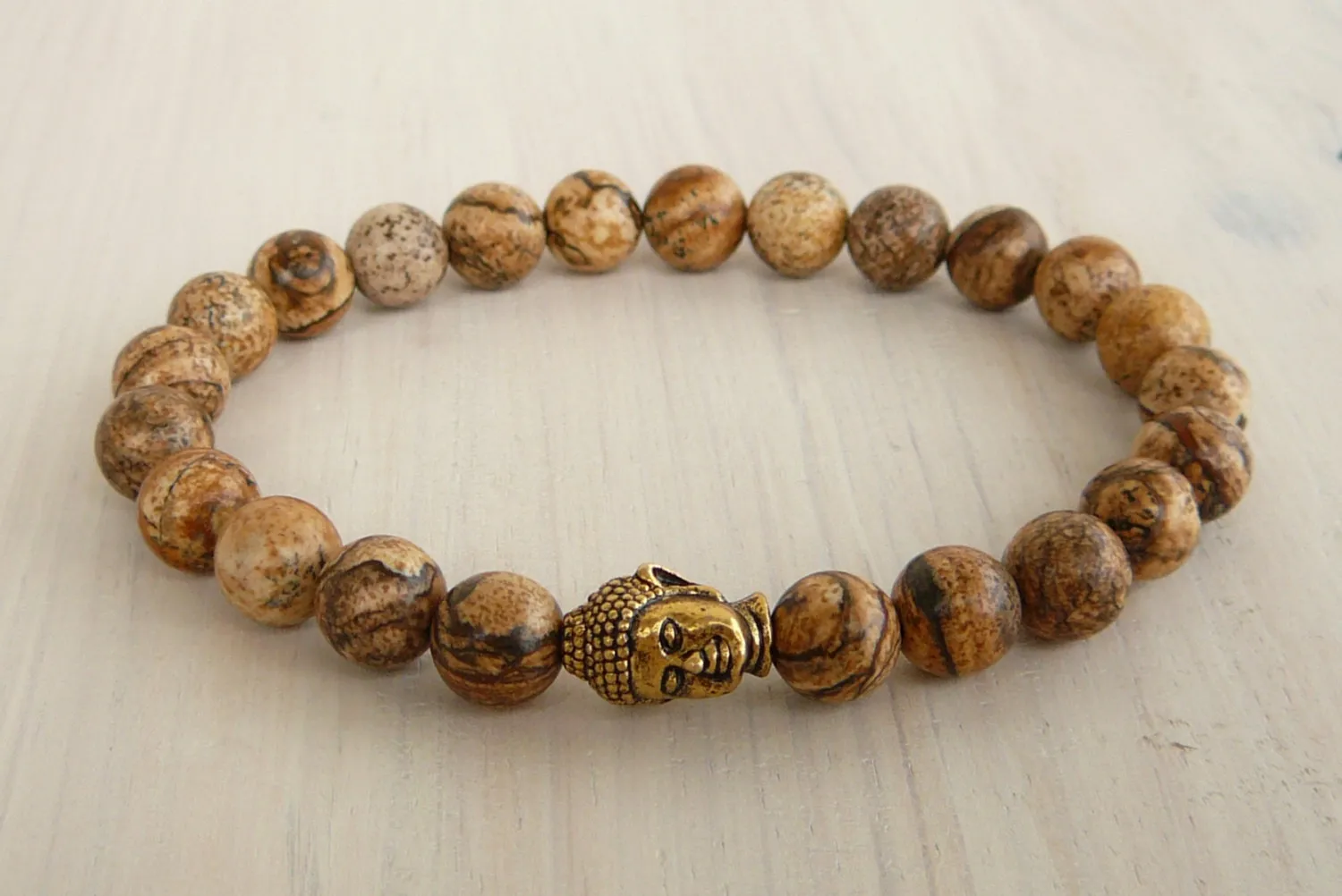 Sn0231 Mode Mäns Bracelet Buddha Wrap Armband Jasper Beaded Stretch Bracelet Black Onyx Armband Gratis frakt