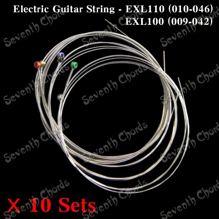 10 Set Electric Guitar Strings Nickel Wound Steel String - 1st-6th Set strings- 009-042 & 010-046 for choose
