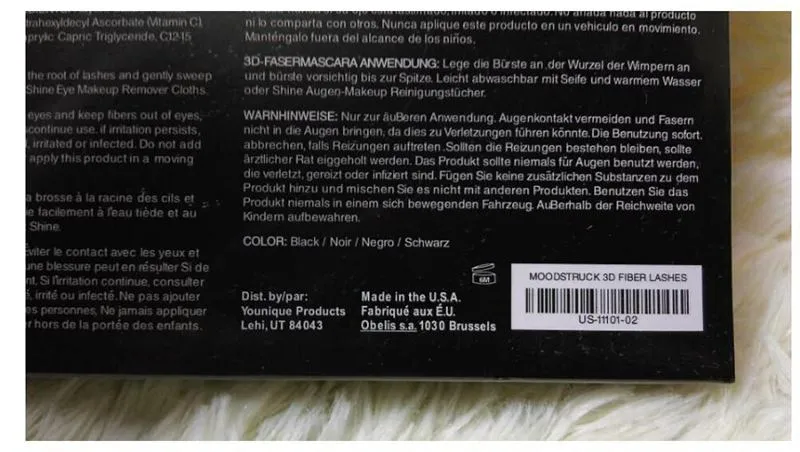 lot Younique Mascara 3D FIBER LASHES plus 1030 version Waterproof Double With Barcode and instruction fast by dhl7817204