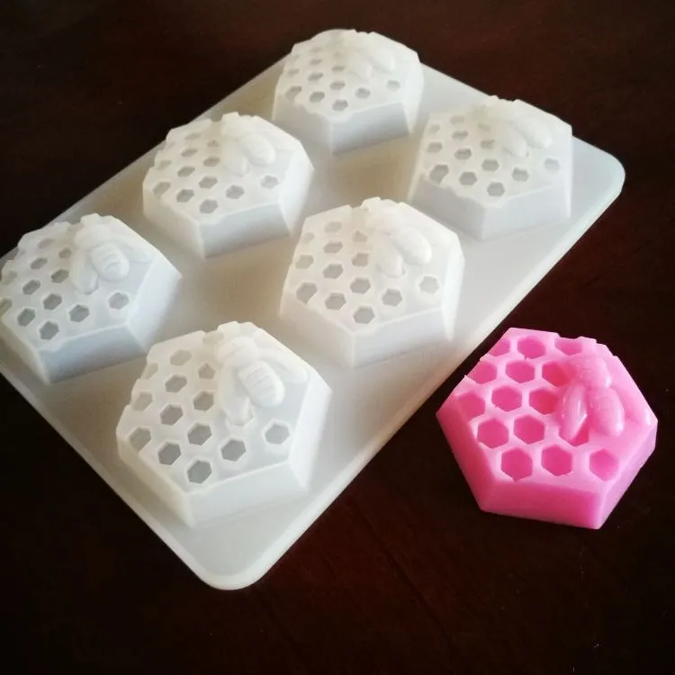 6 cubo de favo de mel de silicone moldes de sabão fondant molde do bolo de chocolate argila de resina moldes de vela diy ferramentas de cozimento do bolo de cozinha