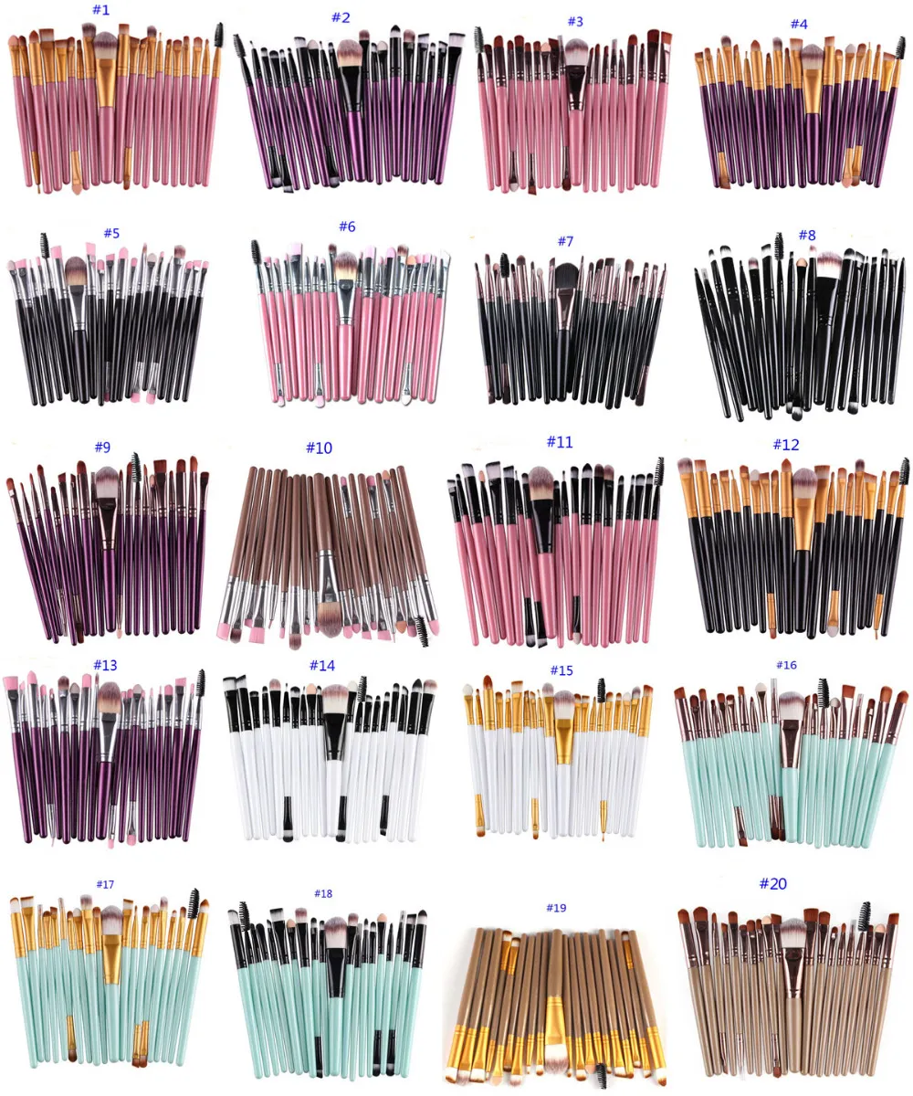 22 colori Nuovo design Pro Pennelli per trucco cosmetico 20 pezzi / set Kit di pennelli per trucco professionali per fondotinta in polvere morbida per il viso