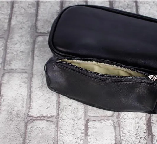 Rörrökningstillbehör Komplett paket PU -läder präglad rörväska svart glansig dubbel hink