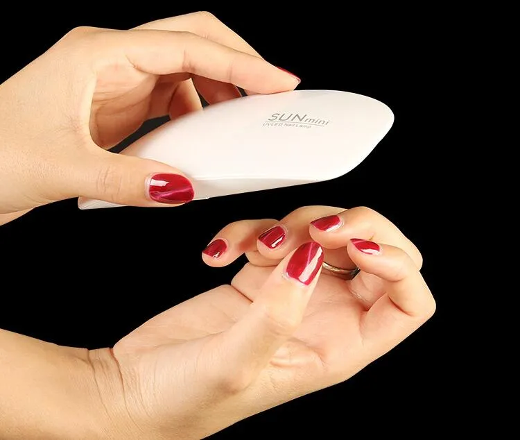 DHL Free Nail Dryers 6W 6 LED Mini Portable Curing Lamp for UV Gel Nail Polish Art Tools Mini Dryer