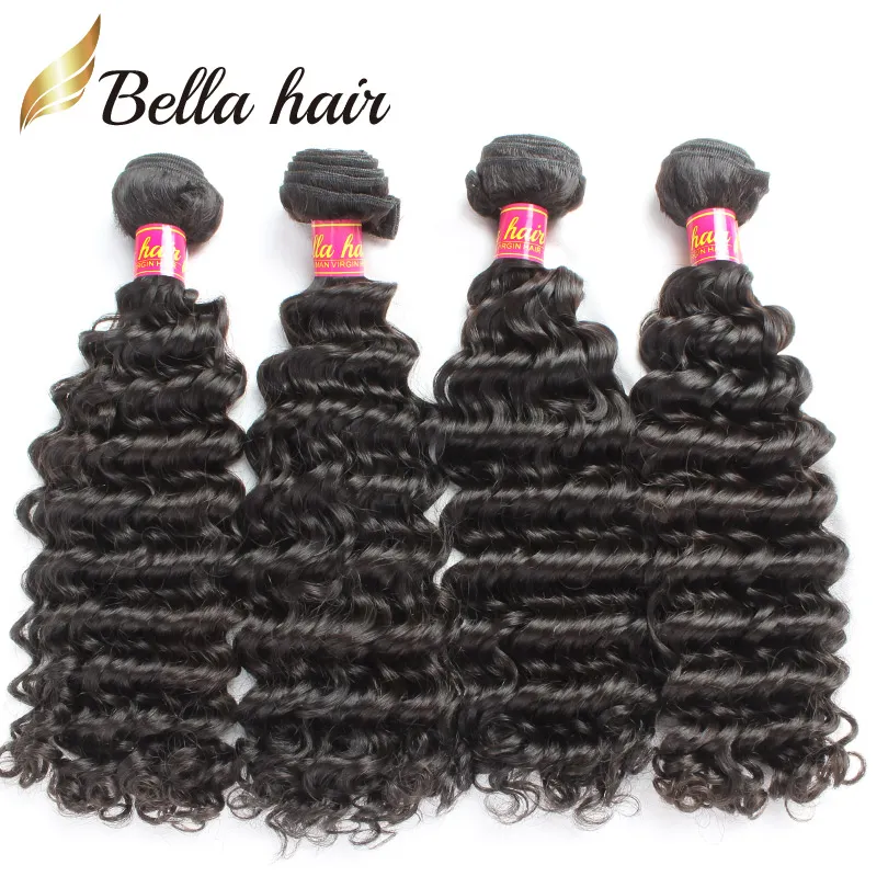 10"-28" 100% Brazilian virgin human hair Weaves Deep wave hairextensions Double Weft Bellahair