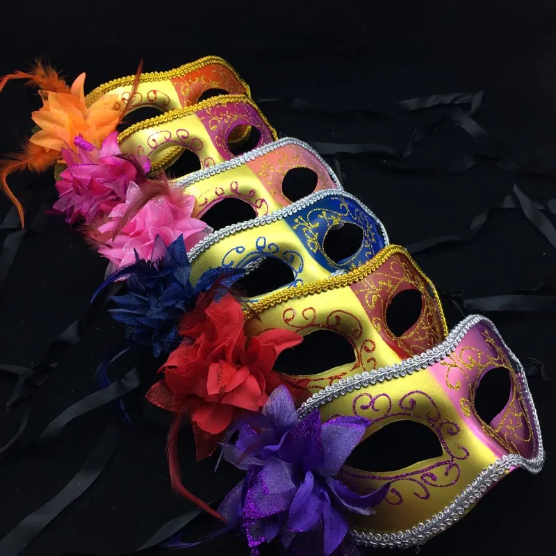 Nuevas máscaras de fiesta de lujo Flor aparte Máscara veneciana de Halloween Carnaval Mardi Gras Disfraz Novedad Regalo de boda Envío gratis