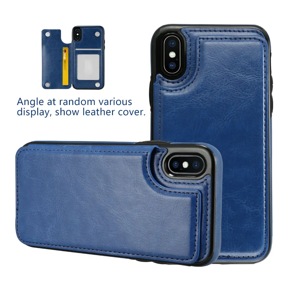 Skórzane skrzynki z karty kredytowej dla iPhone'a 14 13 12 11 Pro Max XS XR PU Flip Portfel Portfel z 3 gniazdami dla Samsung Note 20 S21 S22 Plus w torbie opp.