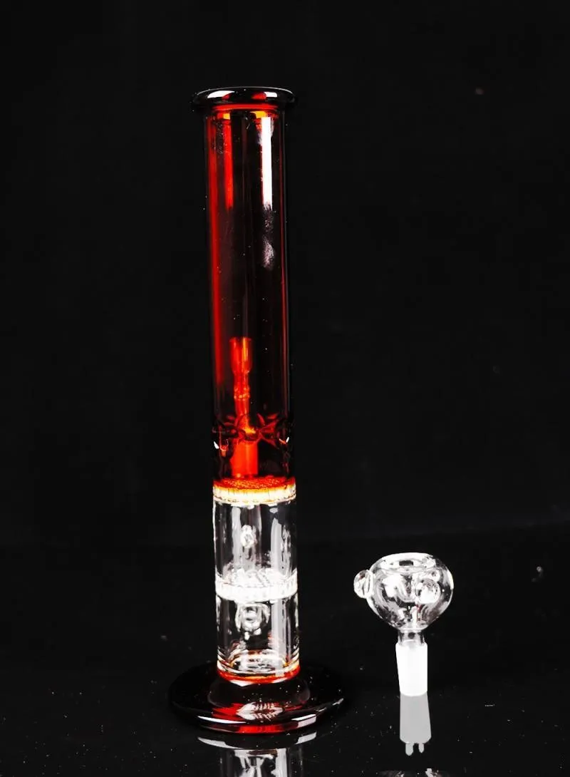 bong in vetro rosso con raccordo 14.4 mm piattaforma petrolifera alta 28 cm Kit di raccolta nettare chiaro con soffione Percolatore spedizione gratuita